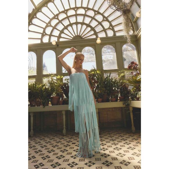 ELLIATT Alya Tiered Maxi Dress in Blue Cocktail Party Cocktail Dress size S NWT - Picture 1 of 7